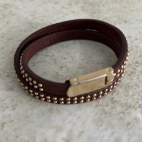 Leather Studed Choker or Double wrap Bracelet - Picture 1 of 6